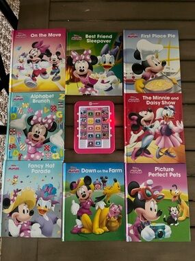 Disney Minnie Mouse Board Book Collection with Pink Interactive Learning Toy